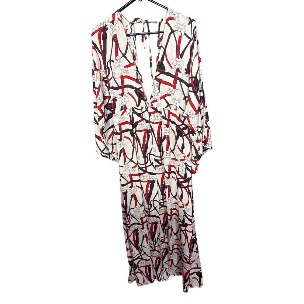 Rêveuse‎ Womens L Long Maxi Dress With Belt & Floral Print